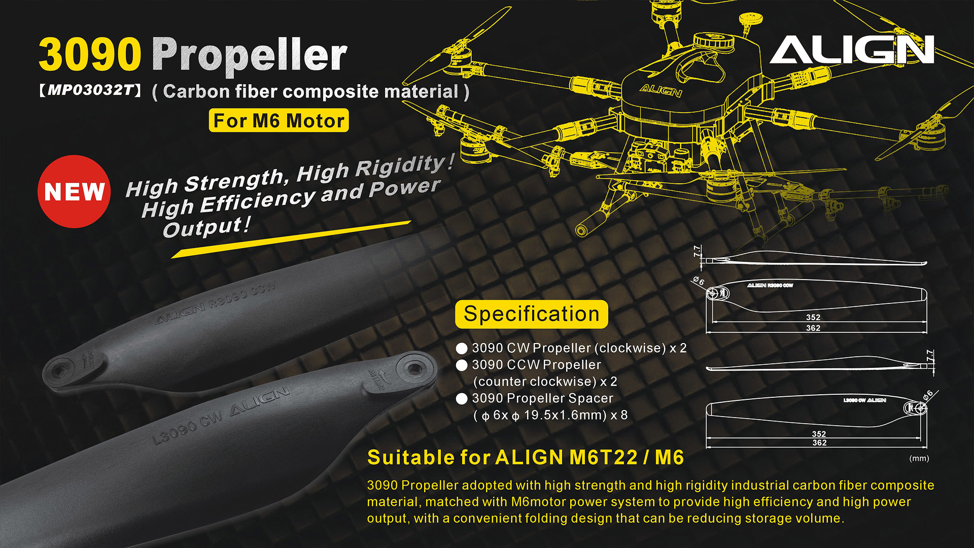 [˾ũ] MP03032AT [ALIGN] 3090 Propeller (CF Composite Material) - V2 1